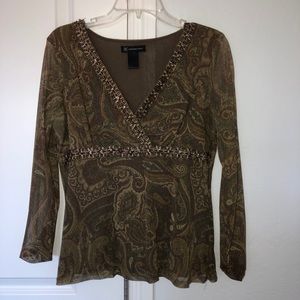 Gold and khaki green shimmer blouse